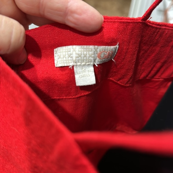 Red Gianni bini linen large women’s zip up spaghetti strap sundress knee length - Picture 7 of 7